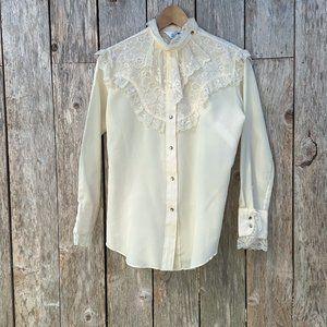 Vintage Western Cowboy Core Ivory Blouse
